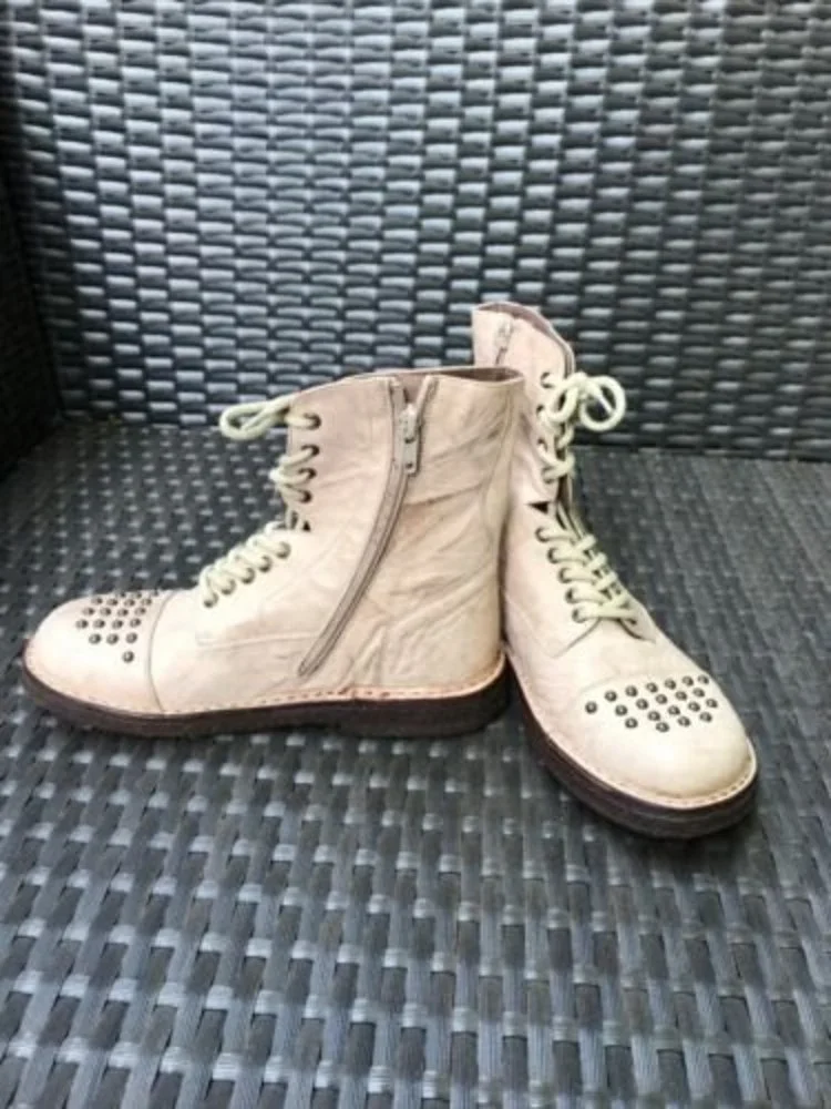 New Pepe Big Girls Boots Sand Studded Prairie Shoes Eu 34 Us 3 Leather